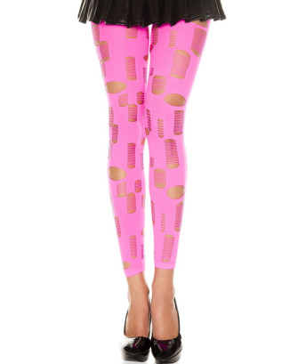 Legging rose fluo ajouré petits et grands trous 